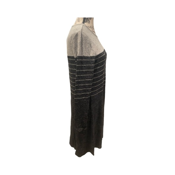 Anthropologie Ella Mara Brushed Gray Striped Dress NWT Size MP - Picture 3 of 9